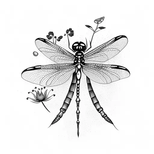 Dragonfly And Flowers Withe The Writing Just Breathe