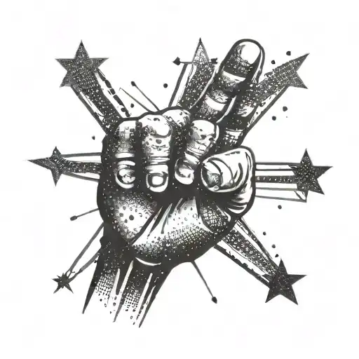 Raised Fist In Front Of A Star