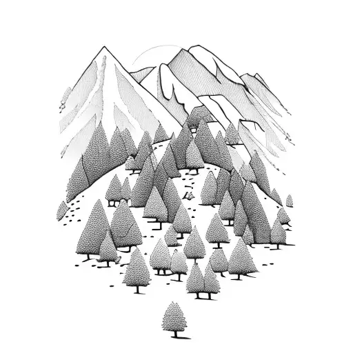 A Trail Winding Through A Breathtaking Mountain Landscape With Pine Trees Dotting The Scenery