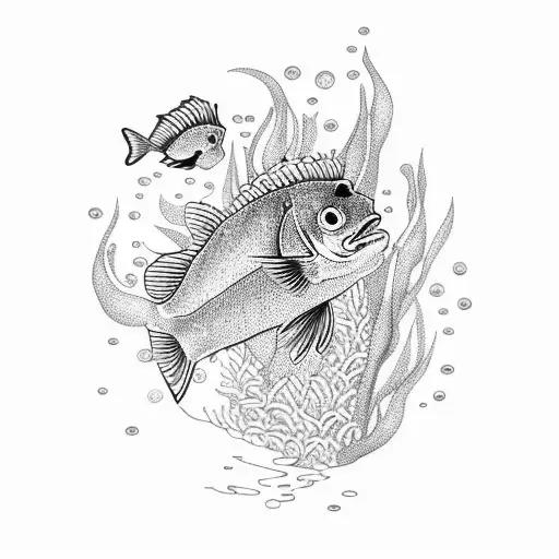 Fish Surrounded By Water Lilies