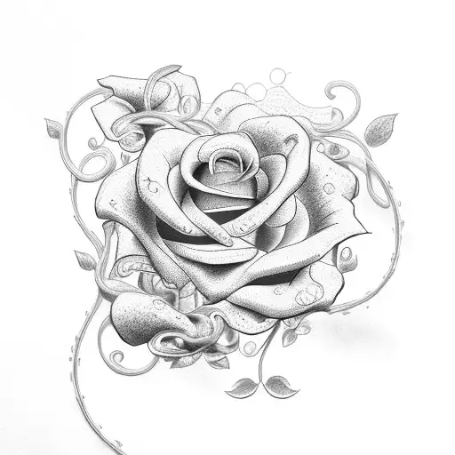 A Unique Combination Of A Camshaft And A Rose Vine Intertwined Together