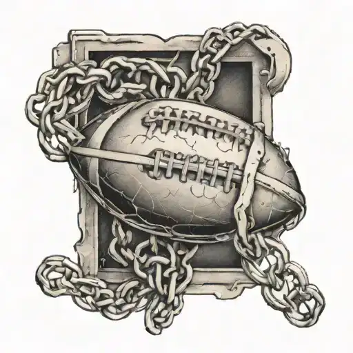 Create A Tattoo Of A Football Breaking Through Chains With A Bible Scripture Intertwined
