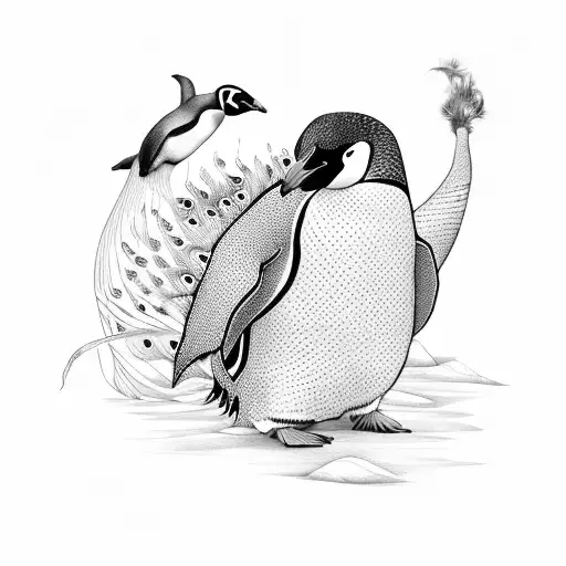 1 Penguin And 1 Peacock