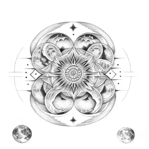 Mystical Moon Phases Surrounded By Celestial Symbols