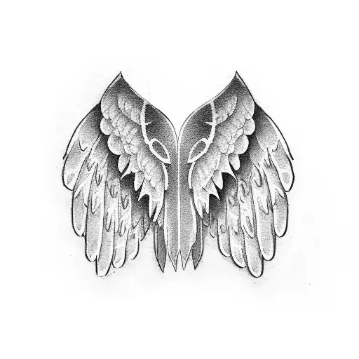 Wide Open Angel Wings On Back Of Shoulder