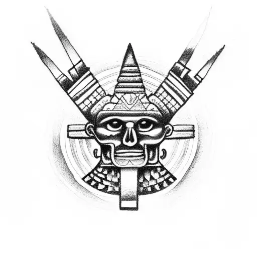 Itzamna Mayan God With Pyramid