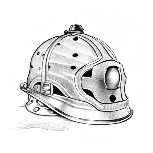 Firefighter Helmet With A Cross And Roman Numerals 13 And 11