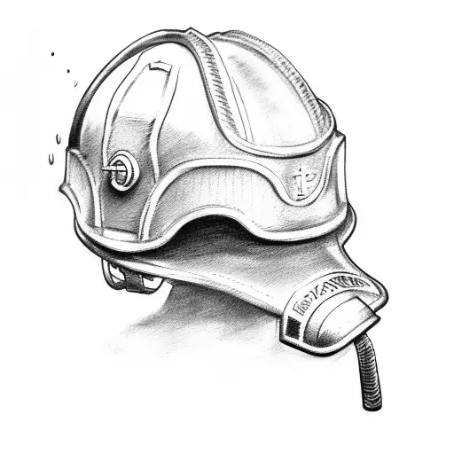 Firefighter Helmet With A Cross And Roman Numerals 13 And 27