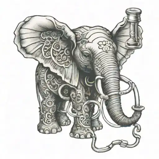 An Elephant Holding A Stethoscope And A Musical Instrument