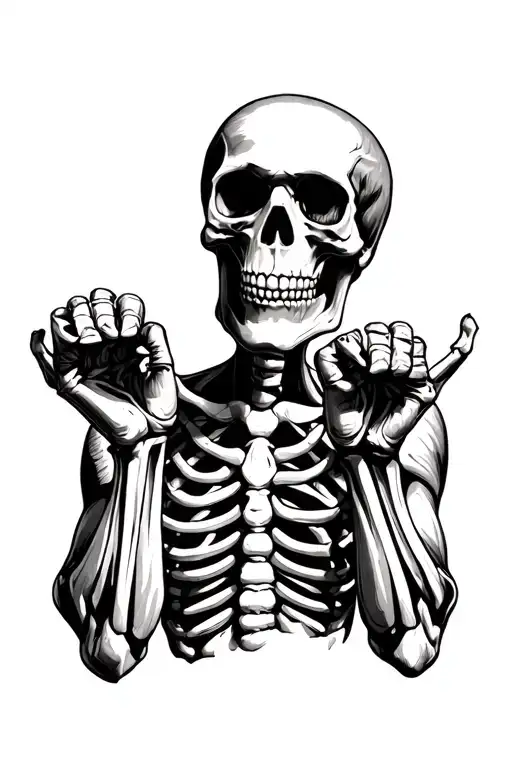 Skeleton With His Hands Up Ready To Box
