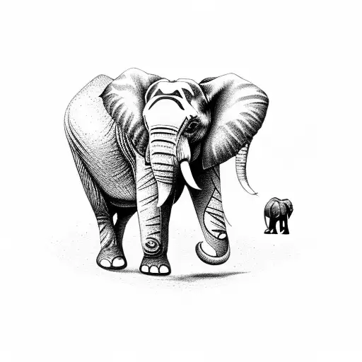 Elephants Walking In A Line With African Background Sunset