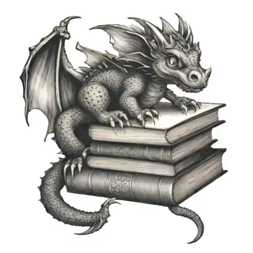 Adorable Dragon On A Stack Of Books