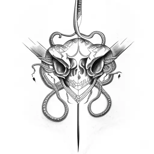 Snake Skull And Knife