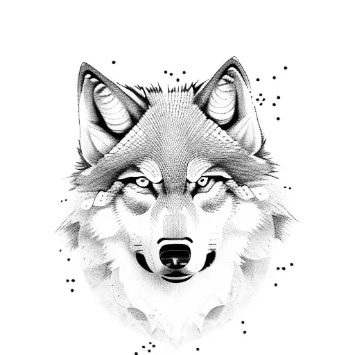 Howling Wolf Half Geometrick Half Realistic