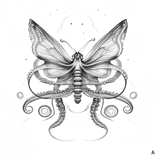A Butterfly Sits On The Tentacle Of An Octopus