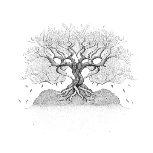 Yoga Poses Forming A Tree With Roots Reaching Into The Ocean