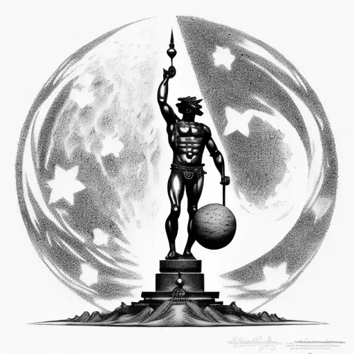 Statue Of Atlas Carrying The Turkish Moon And Star