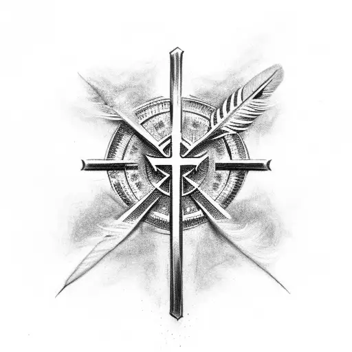 Christian Cross With Feather
