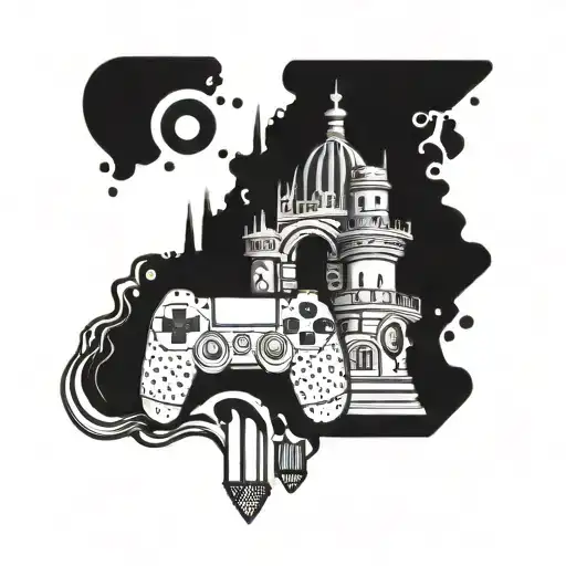 Incorporate Symbols Of Gaming And Traveling Into A Unique And Intricate Tattoo Concept