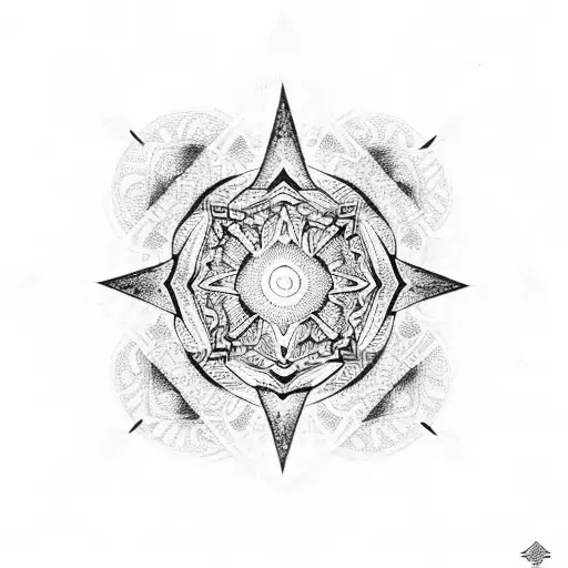 A Dotwork Mandala Design Incorporating Trap Music Symbols And Gun Motifs