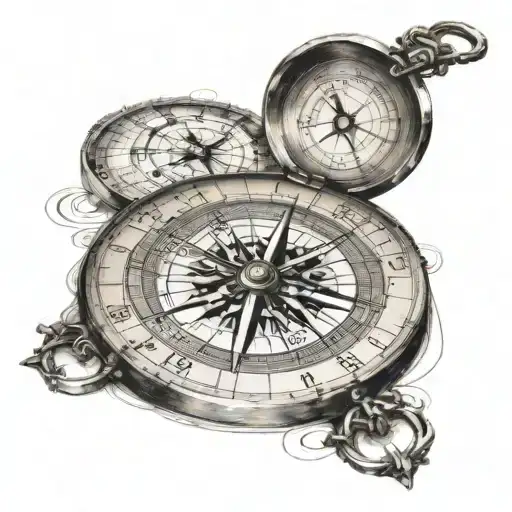 A Detailed Compass With A Hidden Treasure Map Design