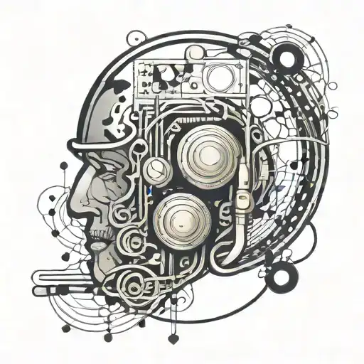 A Tattoo Of A Network Administrator Symbol Combined With Music Notes