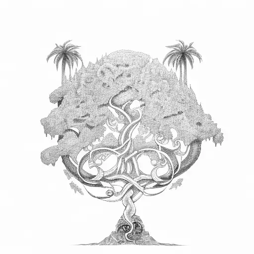 Yggdrasil The Tree With A Serpent Going Around The Tree