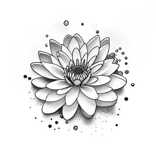 Daisy And Water Lily Together Beautifully Designed
