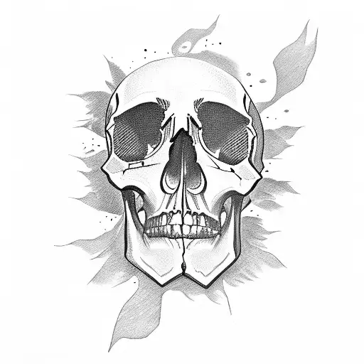 Black Lining Tattoo Skull
