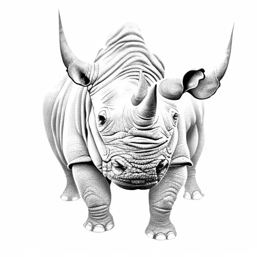 Rhino Head Black And White For Laser Engraving