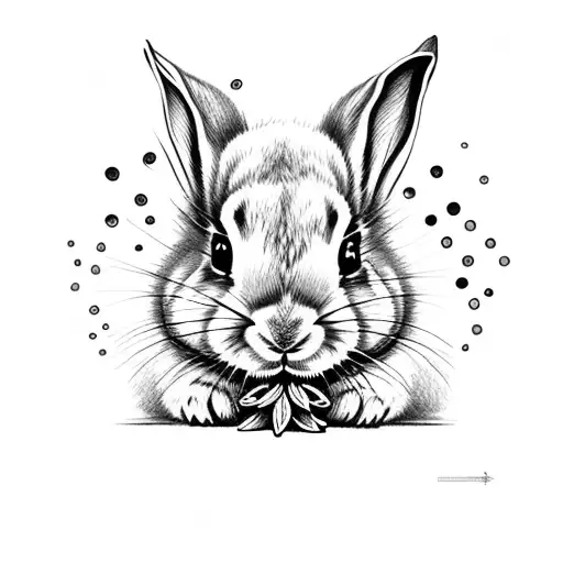 Baby Bunny Eating A Flower