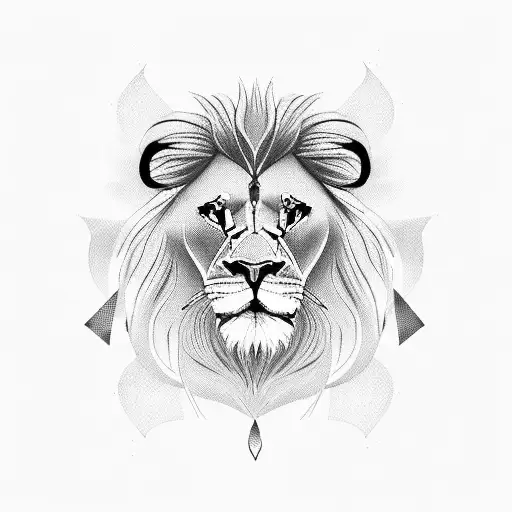 Cancer Ribbon With Lion Art