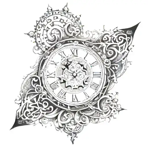 Clock With Gothic Edges On The Sides Left Side