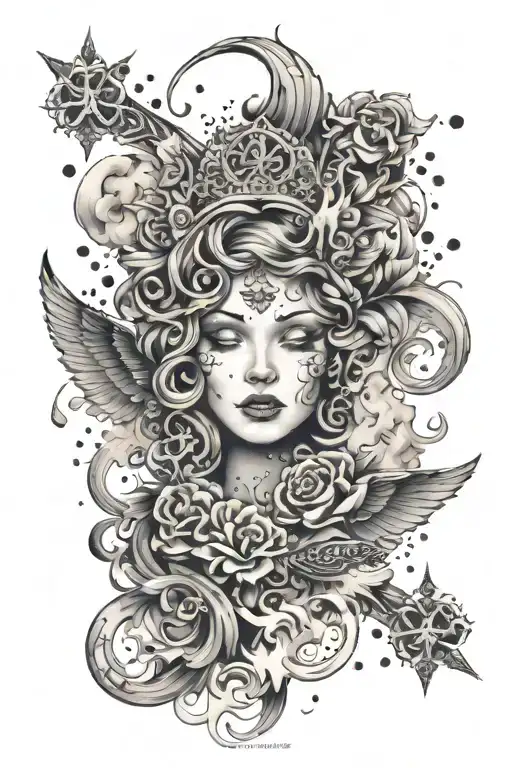 All Elements In The Amour Of Faith With Background Of Smoke And Fire