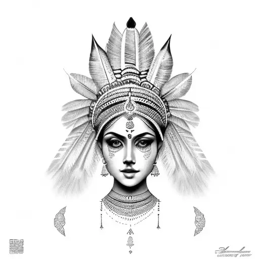 Modern Faceless Goddess With Traditional Indian Outfit