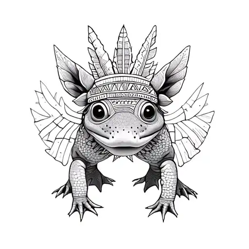 Axolotl With Aztec Headdress