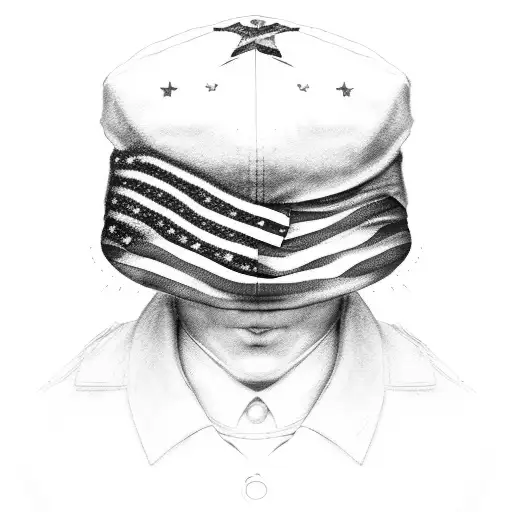 A Patriotic American Flag Morphing Into A Thin Blue Line Flag With A Nurse's Cap Incorporated