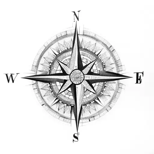 A Compass With Intricate Details And A Trail Map In The Background
