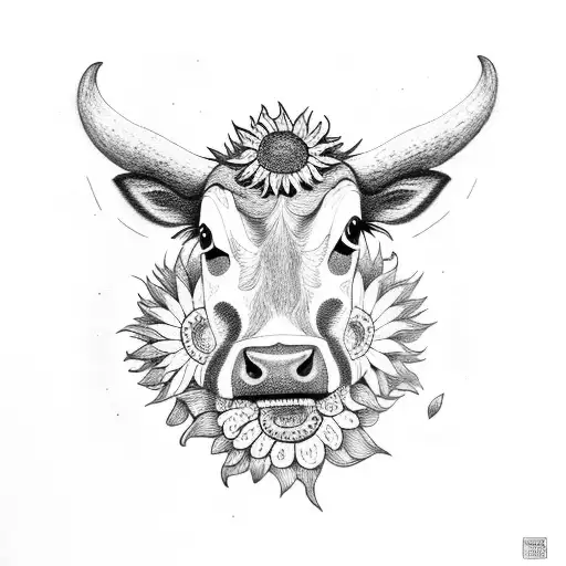 Cow With Sunflowers