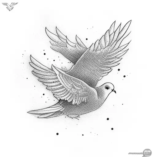 Dove And Blue Bird Flying Together