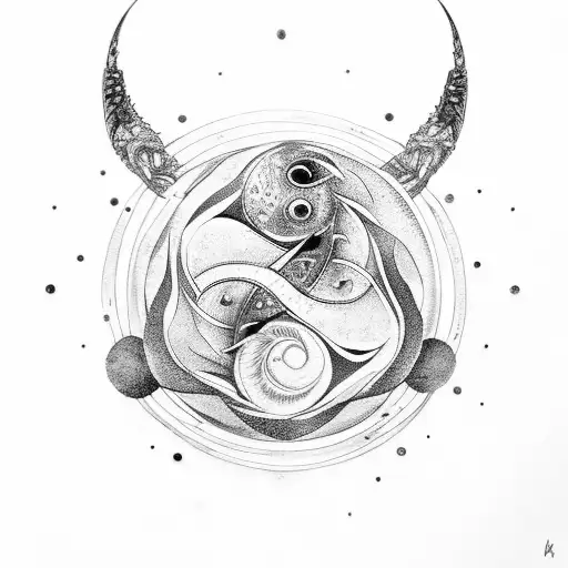 Yin And Yang With Fire And Wheel