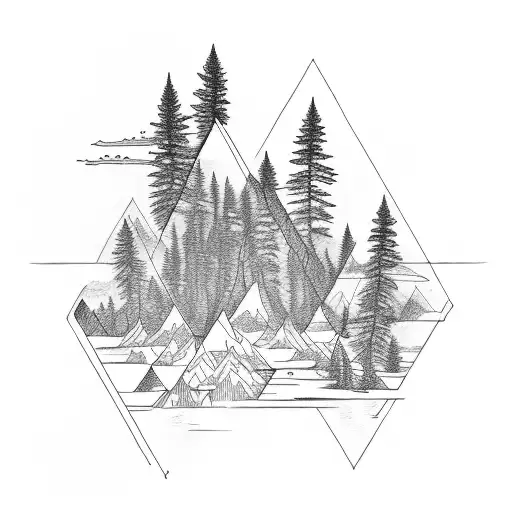 A Line Tattoo Drawing Of The Beaver Valley In Ontario Canada Inside Of A Triangle
