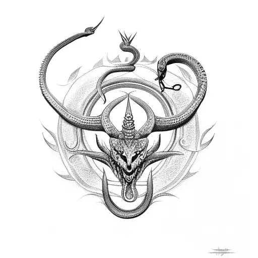 Trishul With Snake