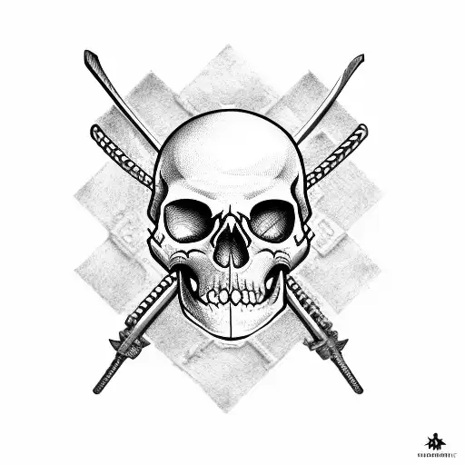 Pirate Skull With Criss-cross Hammer And A Wrench