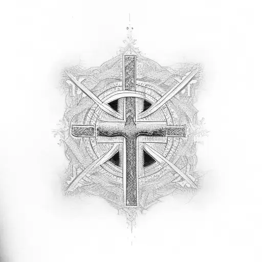 Christian Cross With Letters C And M