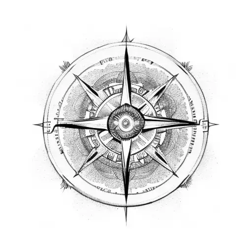 A Celestial Compass With Stars And Waves