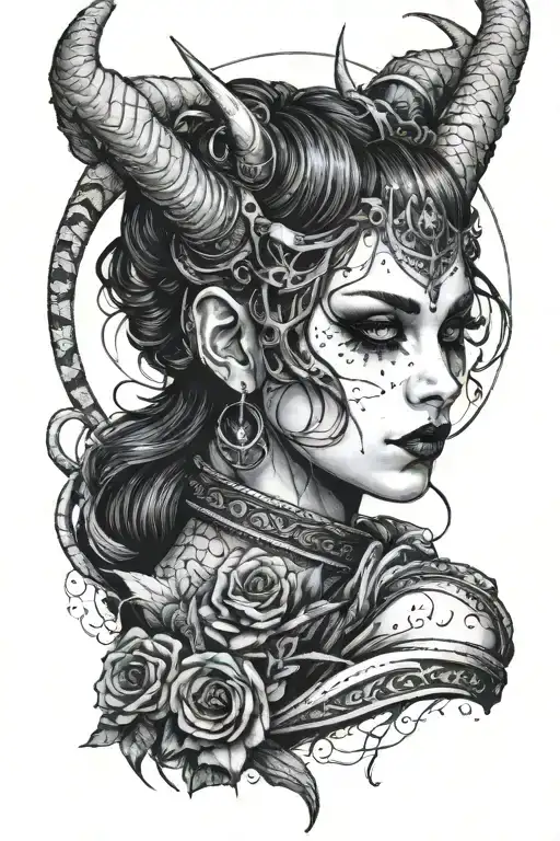 Goth Girl With Horns Wrapped
