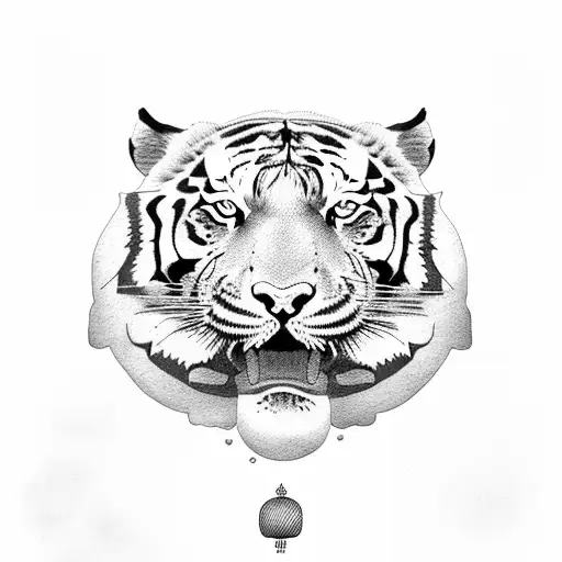 Tiger With Chinese Tiger Symbol