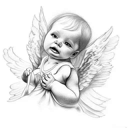 A Baby Angel With Broken Wings Playing With A Dollhouse