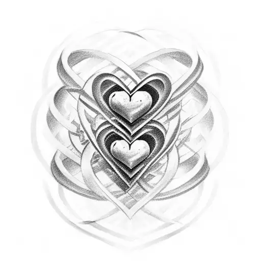 3 Stacked Hearts With The Number4 In Each Heart With The Words Warrior At The Bottom